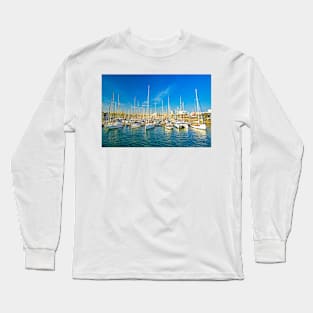 Sailing Boats Berthed, Barcelona Long Sleeve T-Shirt